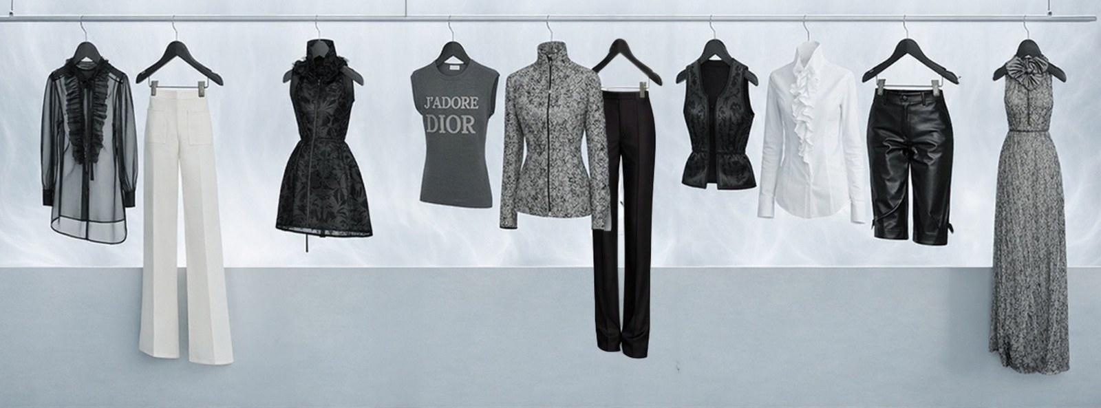Dior clothing display, visual merchandising by Camilla Caccialanza